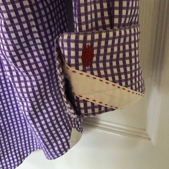 Robert Graham gingham checkered purple shirt 17.5 - Picture 9 of 9